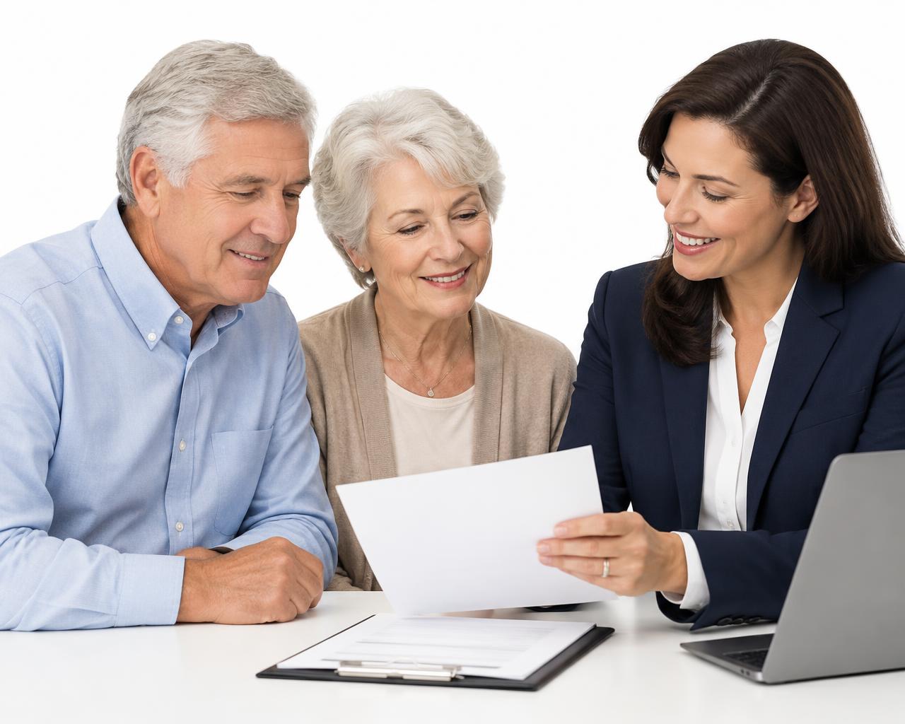 A licensed insurance agent reviewing information with an adult couple
