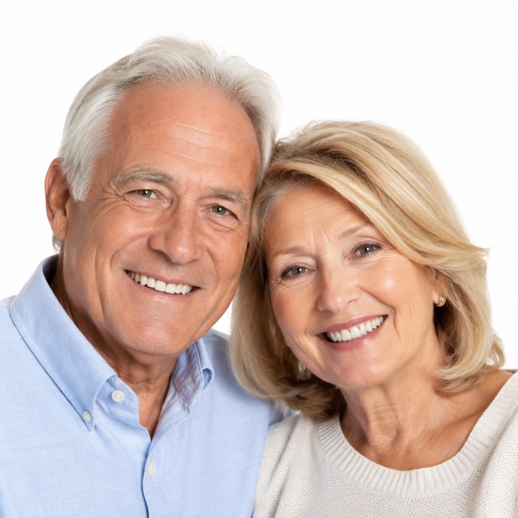 A smiling couple in their seventies